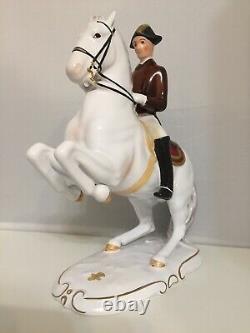 Antique Austrian Keramos Wien Lipizzaner Porcelain Figurine Of Horse Rider 10