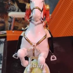 Antique Belvedere Wien Porcelain Horse & Rider Figurine White Red Uniform Gold