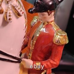 Antique Belvedere Wien Porcelain Horse & Rider Figurine White Red Uniform Gold