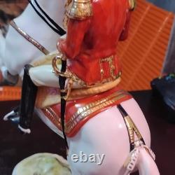 Antique Belvedere Wien Porcelain Horse & Rider Figurine White Red Uniform Gold