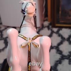 Antique Belvedere Wien Porcelain Horse & Rider Figurine White Red Uniform Gold