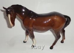 Antique Beswick England Hunter Brown Porcelain Gloss Horse Figurine