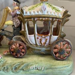 Antique Capodimonte Italian Porcelain Cinderella Horse Drawn Carriage Figurine