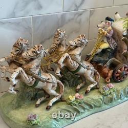 Antique Capodimonte Italian Porcelain Cinderella Horse Drawn Carriage Figurine
