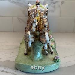 Antique Capodimonte Italian Porcelain Cinderella Horse Drawn Carriage Figurine