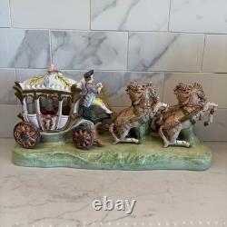 Antique Capodimonte Italian Porcelain Cinderella Horse Drawn Carriage Figurine