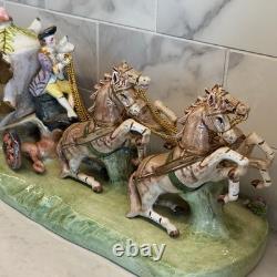 Antique Capodimonte Italian Porcelain Cinderella Horse Drawn Carriage Figurine
