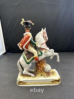 Antique Capodimonte Porcelain Horse & Rider Le Prince Eugene Pair