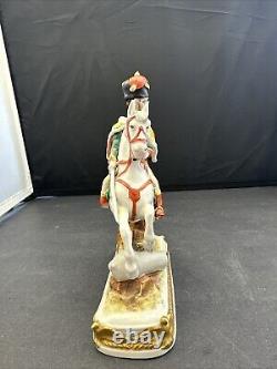 Antique Capodimonte Porcelain Horse & Rider Le Prince Eugene Pair