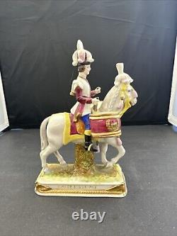 Antique Capodimonte Porcelain Horse & Rider Le Prince Eugene Pair