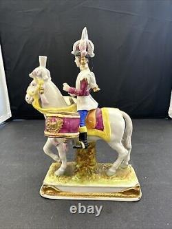 Antique Capodimonte Porcelain Horse & Rider Le Prince Eugene Pair