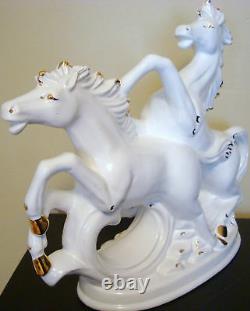 Antique Capodimonte Porcelain Statue Horses Flower Big