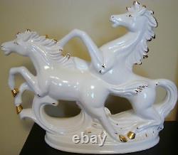 Antique Capodimonte Porcelain Statue Horses Flower Big