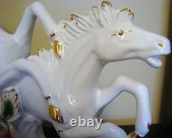 Antique Capodimonte Porcelain Statue Horses Flower Big