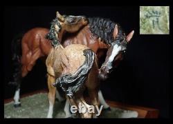 Antique Capodimonte Porcelain figurine twin horses W 33.5cm Excellent