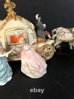 Antique Cinderella Horse Carriage Ball Stage Coach Night Light Music Box 21