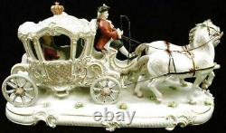 Antique Dresden Germany Porcelain Cinderella Horses Carriage Figural Statue