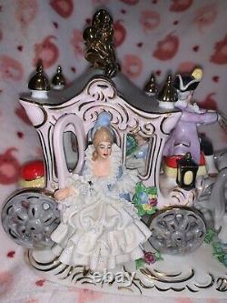 Antique Dresden Horse Drawn Carriage Cinderella Porcelain from Germany Mint