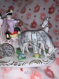 Antique Dresden Horse Drawn Carriage Cinderella Porcelain from Germany Mint