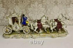 Antique Dresden Porcelain 4-Horse Drawn Carriage
