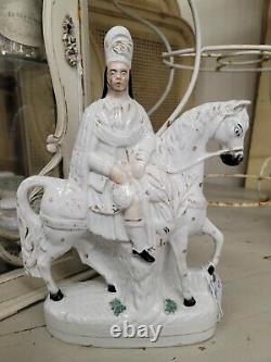 Antique English Staffordshire Royal On Horse Figurine Statue Circa 1800's