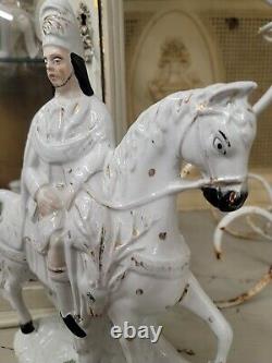 Antique English Staffordshire Royal On Horse Figurine Statue Circa 1800's