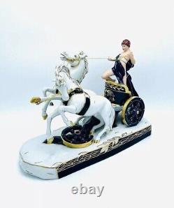 Antique Figurine Chariot Roman Horses Czech Republic Royal Dux