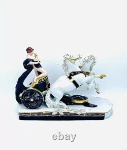 Antique Figurine Chariot Roman Horses Czech Republic Royal Dux