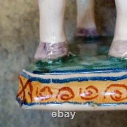 Antique French Faience Porcelain Horse Figurine polychrome paint