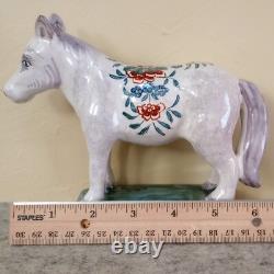 Antique French Faience Porcelain Horse Figurine polychrome paint