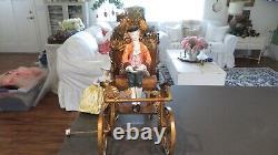 Antique French Italian Coronation Toile Lamp Figurines Horse Carriage or Coach