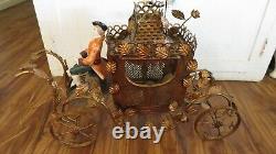 Antique French Italian Coronation Toile Lamp Figurines Horse Carriage or Coach