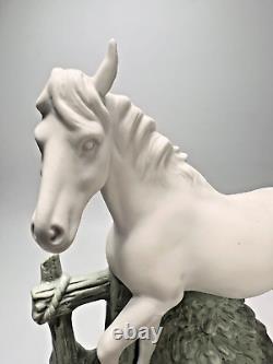 Antique German Bisque Porcelain Horse Fence Figurine #3423