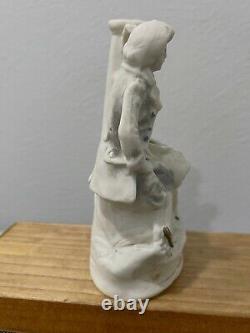 Antique German Bisque Porcelain Young Man with Pony / Horse Figurine / Vase