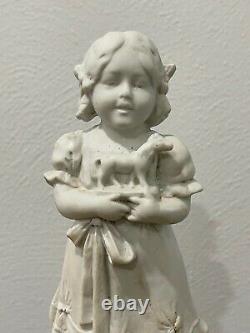 Antique German Carl Schneider Bisque Porcelain Figurine Girl with Toy Horse