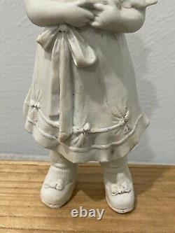 Antique German Carl Schneider Bisque Porcelain Figurine Girl with Toy Horse