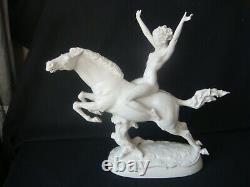 Antique German Hutschenreuther Art Deco Nude Lady on Horse Porcelain Figurine