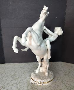 Antique German Hutschenreuther Porcelain Horse & Rider, 12 x 10