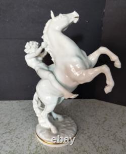 Antique German Hutschenreuther Porcelain Horse & Rider, 12 x 10