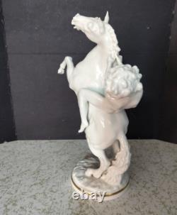 Antique German Hutschenreuther Porcelain Horse & Rider, 12 x 10