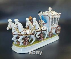 Antique German Porcelain 12 Prince and Princess in Horse Carriage Figurine