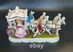 Antique German Porcelain 12 Prince and Princess in Horse Carriage Figurine