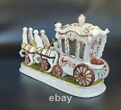 Antique German Porcelain 12 Prince and Princess in Horse Carriage Figurine