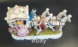 Antique German Porcelain 12 Prince and Princess in Horse Carriage Figurine