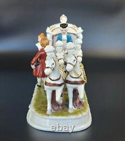 Antique German Porcelain 12 Prince and Princess in Horse Carriage Figurine