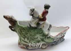 Antique German Porcelain Deer Hunting Scene Dogs Horse