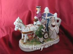 Antique German Porcelain Figurine Horse Carriage With People