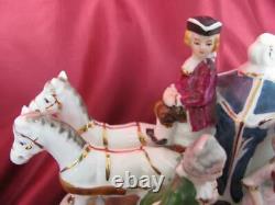 Antique German Porcelain Figurine Horse Carriage With People