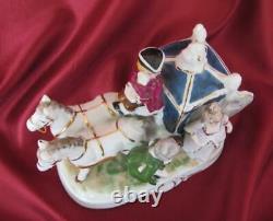 Antique German Porcelain Figurine Horse Carriage With People