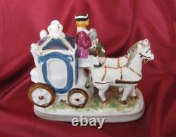 Antique German Porcelain Figurine Horse Carriage With People